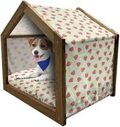 Ambesonne Fruits Wooden Pet House, Watercolor Pear Cherries Kiwi Apple Brushstroke Splashes Kitchen, Indoor & Outdoor Portable Dog Kennel With Pillow And Cover, Large, Peach Lime Green Red -Pet Care Center 51qCoc4qUlL. AC