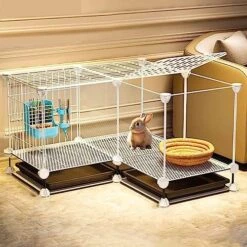 OM-PDD Indoor Guinea Pig/Ferret Cage, With Tray, Small Animal Playpen, Transparent Design, Thick Iron Mesh, Easy To Clean, Suite: Foot Pad/Water Fountain/Tray/Food Box/Water Bowl -Pet Care Center 51qFdfU8hPL. AC