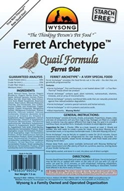 Wysong 858053 Ferret Archetype Quail Formula - Raw Ferret Food - 7.5 Ounce Bag -Pet Care Center 51rB94LJiBL