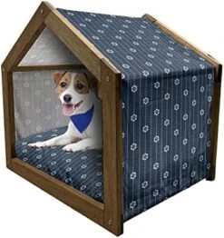 Ambesonne Tulip Wooden Pet House, Fresh Spring Meadow Pattern With Wildflowers And Tulips Rural Nature, Indoor & Outdoor Portable Dog Kennel With Pillow And Cover, Small, Pale Green Pale Blue -Pet Care Center 51xCsDGfxeL. AC