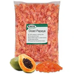 Papaya Treat 8 Oz. - Healthy Natural Dried Fruit Treat - Sugar Gliders, Rats, Chinchillas, Ferrets, Parrots, Hamsters, Squirrels, Hedgehogs, Guinea Pigs, Rabbits, Prairie Dogs, Marmosets, Small Pets