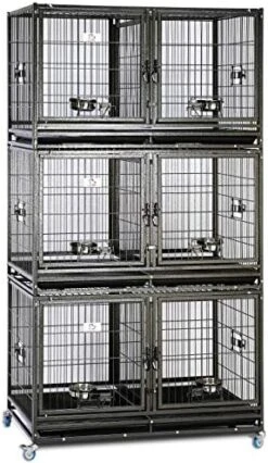 43" Stackable Heavy Duty Cage W/Feeding Doors And Divider Or Additional Tray (DG-43-FS) -Pet Care Center 51yYGpcXngL. AC