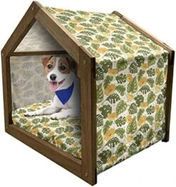 Ambesonne Fruit Wooden Pet House, Pattern With Hand-Drawn Orange Fruits Organic Nutritious Food, Indoor & Outdoor Portable Dog Kennel With Pillow And Cover, Medium, Dark Orange Green -Pet Care Center 51ycyHRNSaL. AC