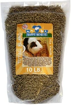 Happy Hearts Total Blend Alfalfa Based Guinea Pig Food Pellets Fortified With Vitamin C (10 Pounds)