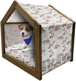Ambesonne Fruit Wooden Pet House, Pattern With Hand-Drawn Orange Fruits Organic Nutritious Food, Indoor & Outdoor Portable Dog Kennel With Pillow And Cover, Medium, Dark Orange Green -Pet Care Center 51zpNj4X4zL. AC