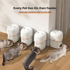 Yuposl Automatic Cat Feeders For 2-2L 2Packs, Over 180-day Battery Life Schedual Timed Pet Feeder, Automatic Dog Feeder 1-6 Meals Control, With Two Stainless Bowls,Pet Food Dispenser Dry Food