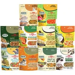 Treat Assortment 10 Pack - Healthy Treat With Mix Of Dried Fruits, Dried Insects, & Crunchies - Sugar Gliders, Rats, Chinchillas, Parrots, Guinea Pigs, Hamsters, Small Animals - Sample Variety