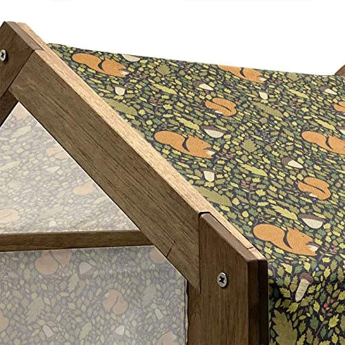 Ambesonne Acorn Wooden Pet House, Fallen Autumn Leaves Concept Squirrels In Peaceful Nature, Indoor & Outdoor Portable Dog Kennel With Pillow And Cover, Medium, Multicolor 5 Ambesonne Acorn Wooden Pet House, Fallen Autumn Leaves Concept Squirrels In Peaceful Nature, Indoor & Outdoor Portable Dog Kennel With Pillow And Cover, Medium, Multicolor - Image 3