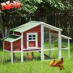 Tenouvos Higher Quality & Stronger Outdoor Chicken Coop, Large Solid Wooden Rabbit Hutch, Poultry Pet Cages, Small Animal House With Tray & Ramp & Heavy Duty Safety Net For Small Animal