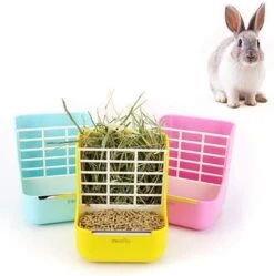 Rabbit Feeder Bunny Guinea Pig Hay Feeder, Hay Guinea Pig Hay Feeder, Chinchilla Plastic Food Bow (Pink) -Pet Care Center 61iZH1vf7YL
